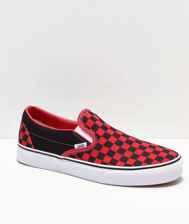 black white and red checkered vans